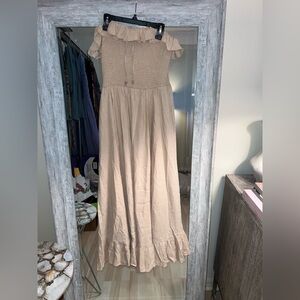 NWOT Free People Beige Midi Dress Size: Large